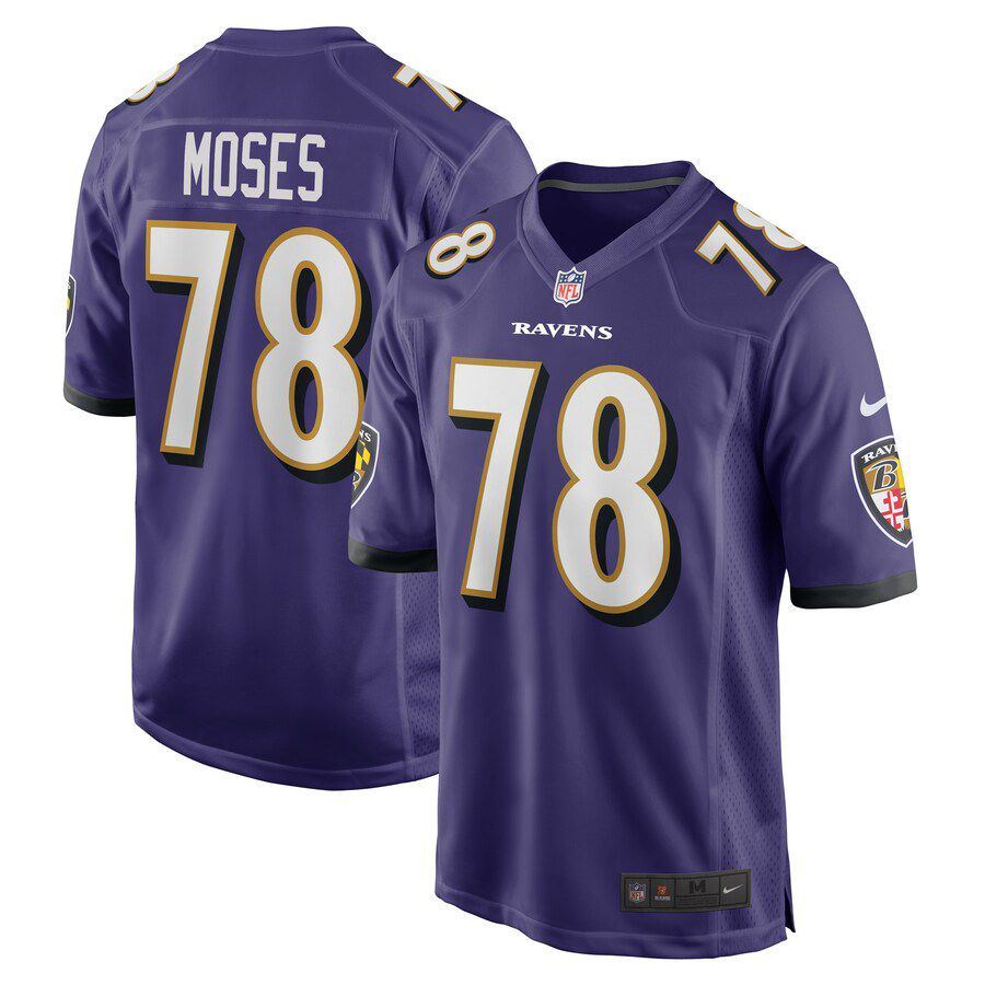Men Baltimore Ravens 78 Morgan Moses Nike Purple Game Player NFL Jersey
